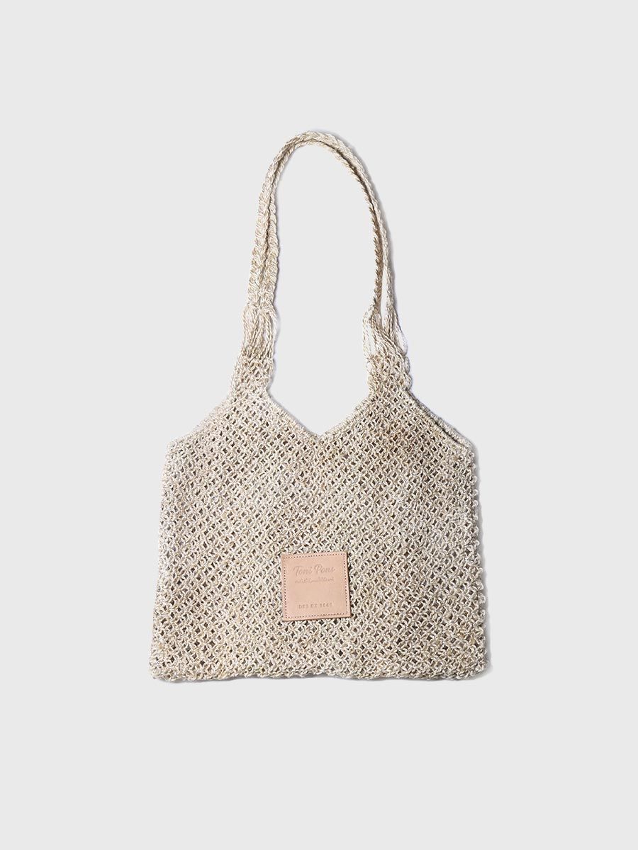 Handgeknüpfte Jute-Tasche aus Makramé ohne Reifen