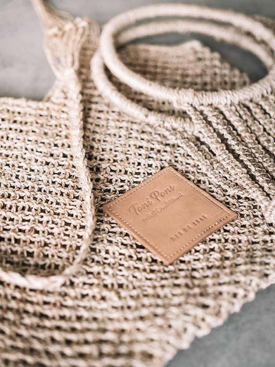 Handgeknüpfte Jute-Tasche aus Makramé ohne Reifen
