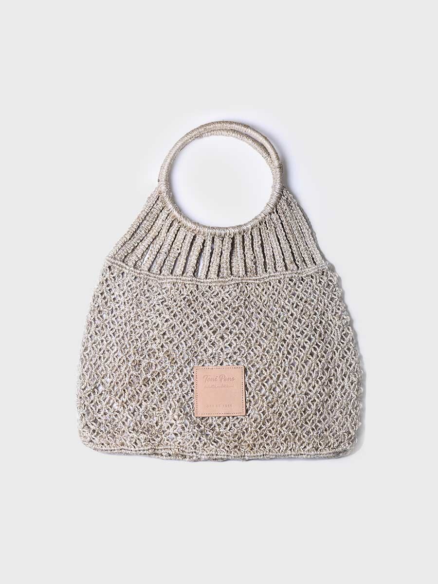 Handgeknüpfte Jute-Tasche aus Makramé mit Reifen