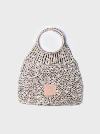 Handgeknüpfte Jute-Tasche aus Makramé mit Reifen