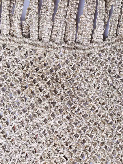 Handgeknüpfte Jute-Tasche aus Makramé mit Reifen