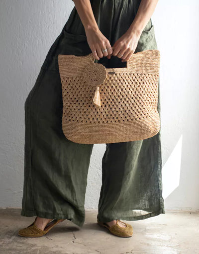 Handgewebte Tasche aus Bast "Famara" - Handgewebte Tasche Maxi-Shopper