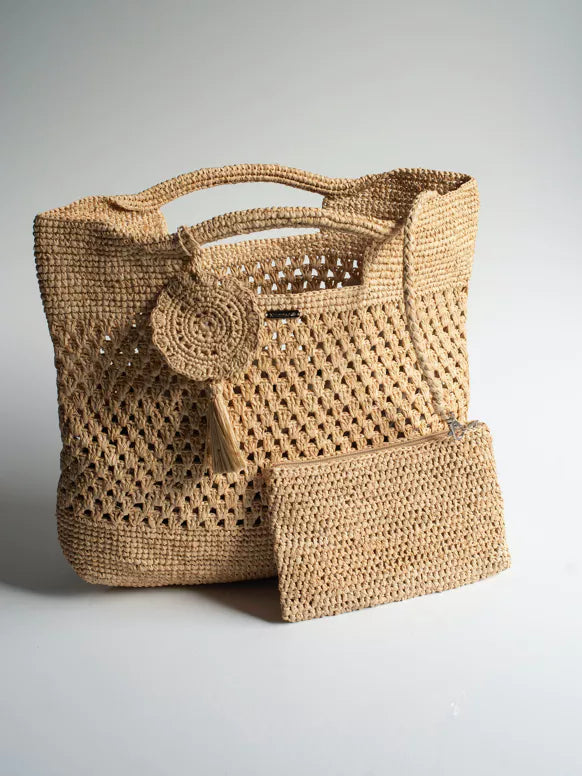 Handgewebte Tasche aus Bast "Famara" - Handgewebte Tasche Maxi-Shopper