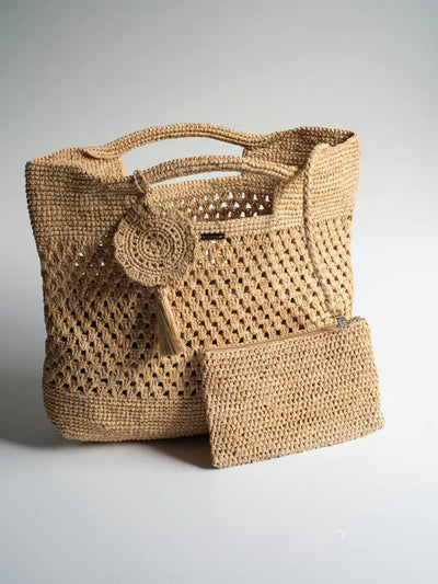 Handgewebte Tasche aus Bast "Famara" - Handgewebte Tasche Maxi-Shopper