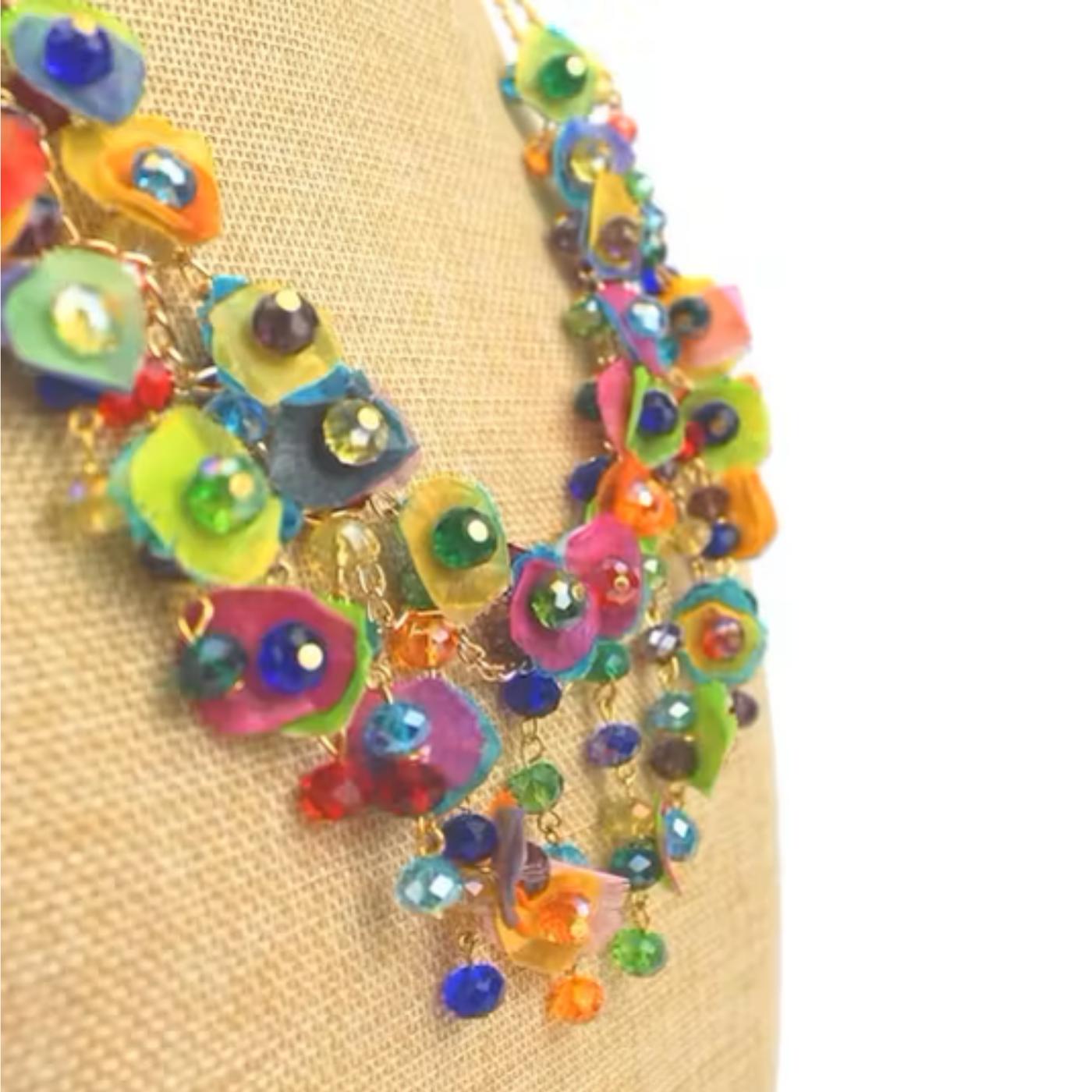 Halskette aus Fischschuppen Regenbogen dreifach
