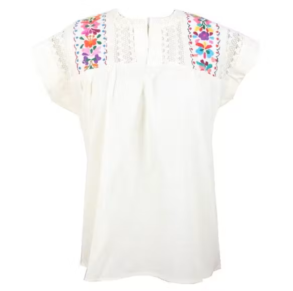 Spanische Bluse bestickt, Ecru