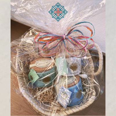 Geschenkkorb Sal de Ibiza - Kennenlernpaket 4 x Flor de Sal im Keramiktopf