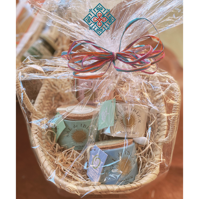 Geschenkkorb Sal de Ibiza - Kennenlernpaket 4 x Flor de Sal im Keramiktopf