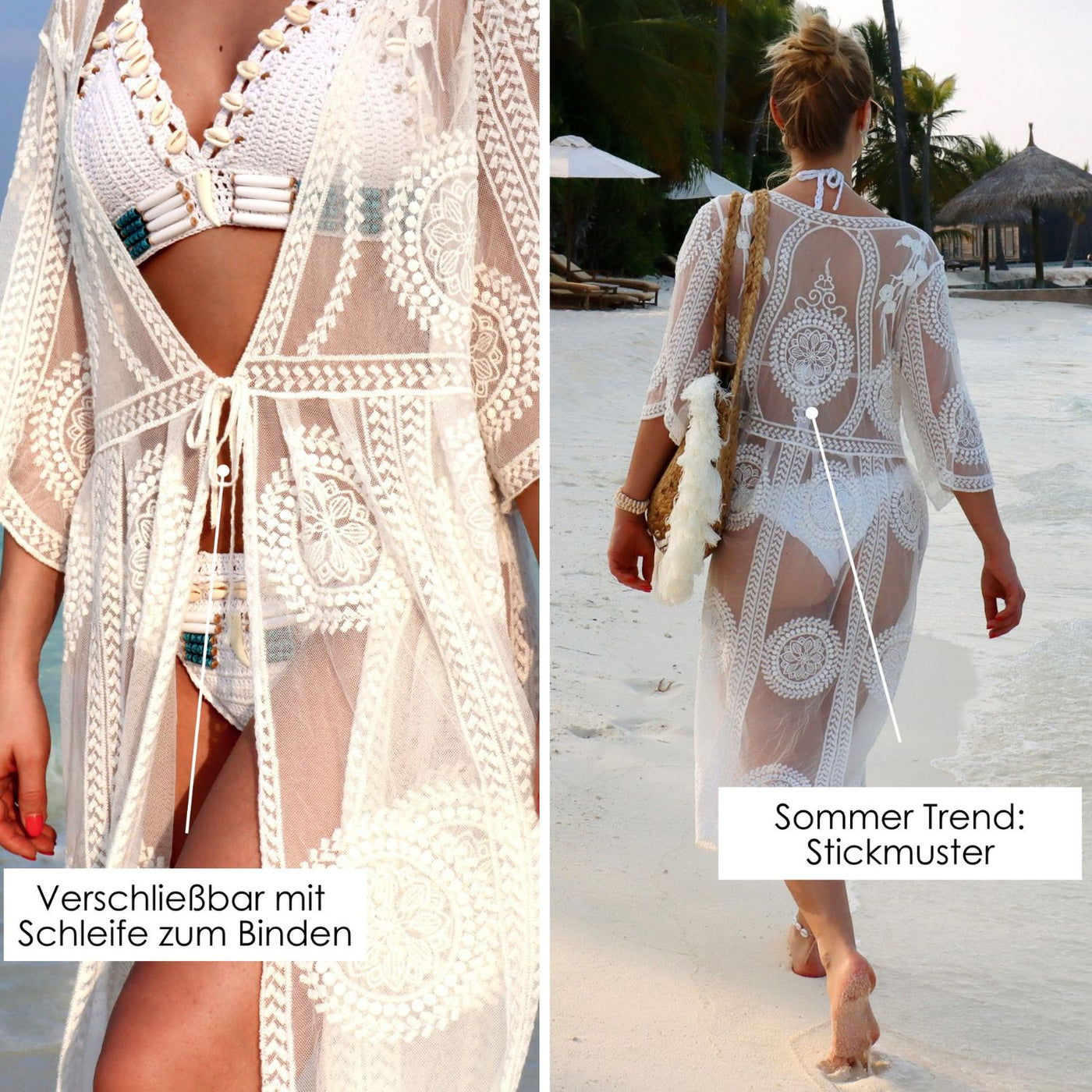 Transparenter Strand-Kimono Boho-Chic