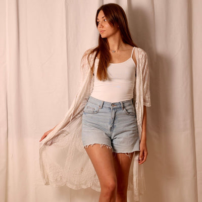 Transparenter Strand-Kimono Boho-Chic