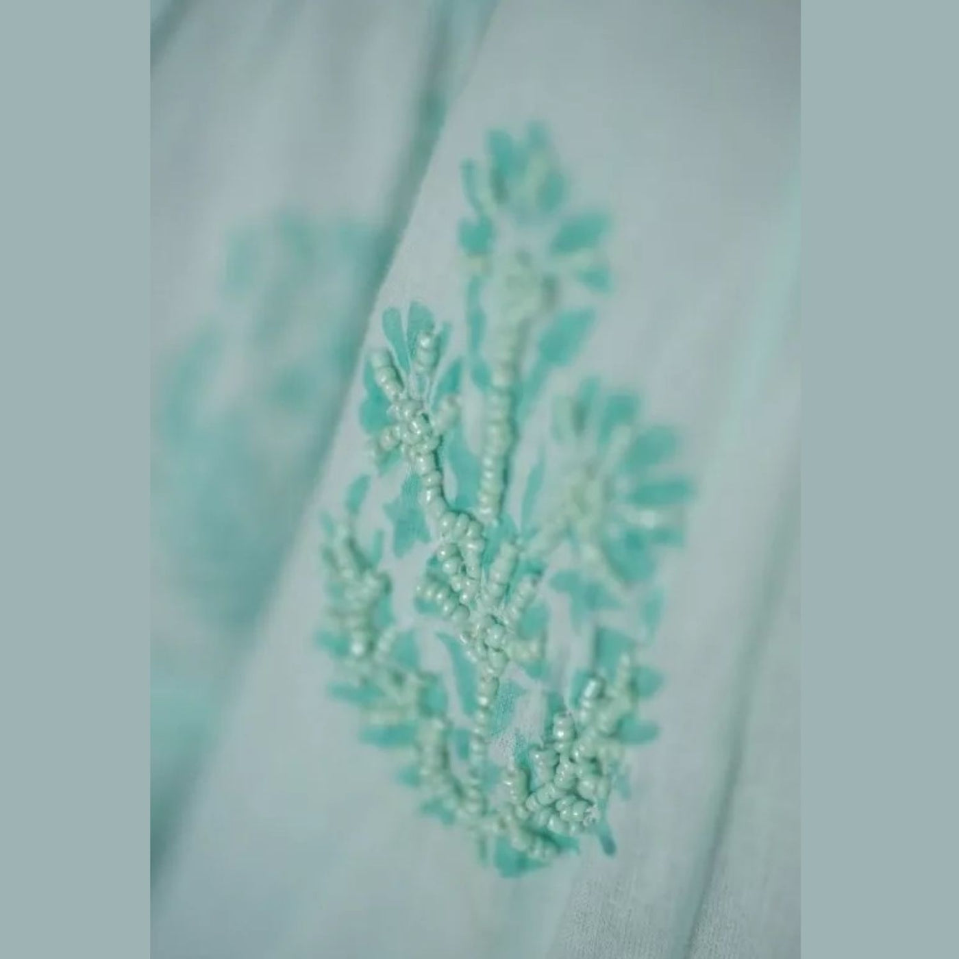 Kurzes Türkisfarbenes Kleid aus Baumwolle im Boho-Stil