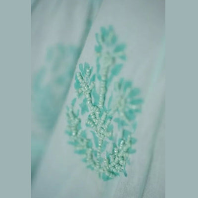 Kurzes Türkisfarbenes Kleid aus Baumwolle im Boho-Stil