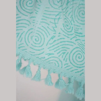 Kurzes Türkisfarbenes Kleid aus Baumwolle im Boho-Stil