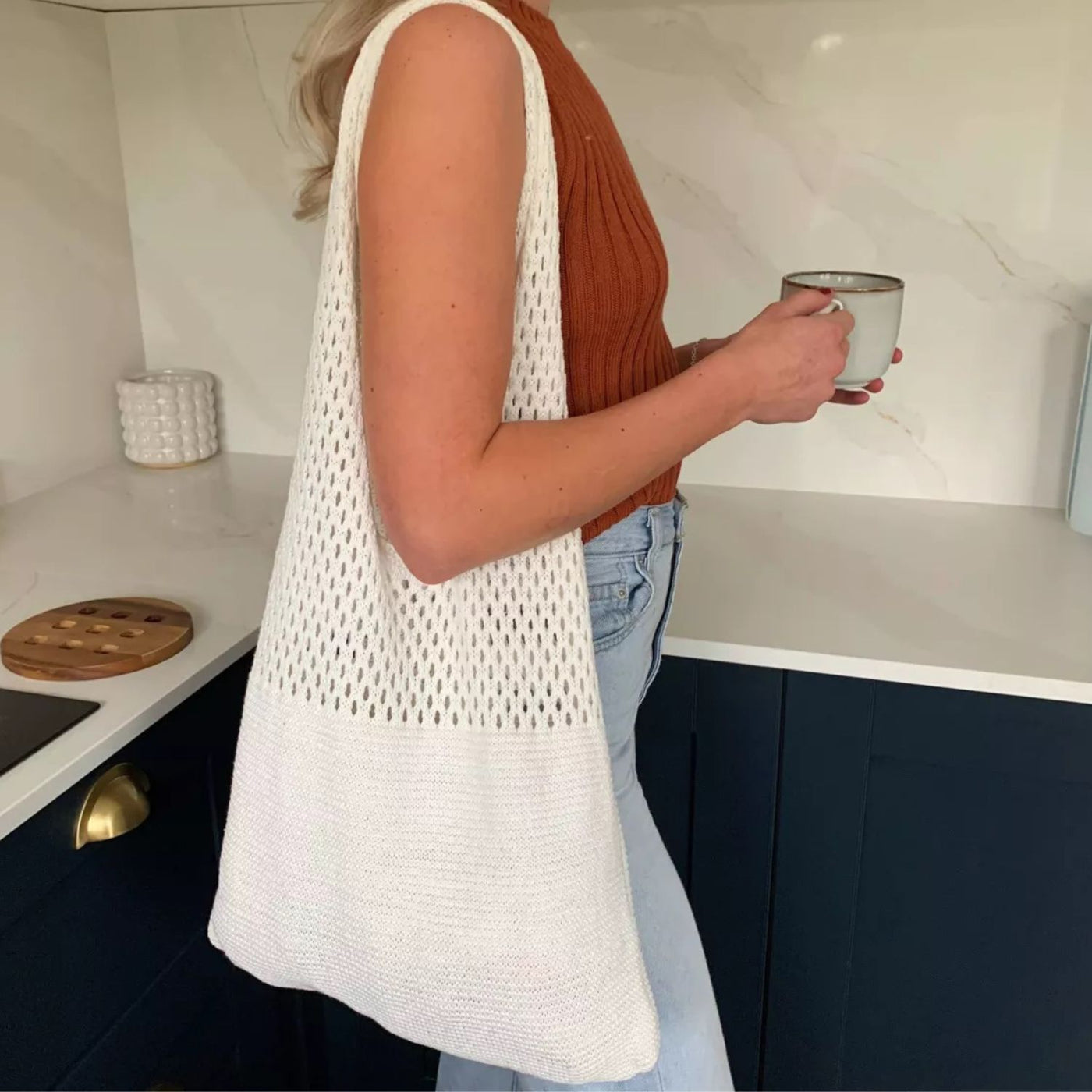 Stricktasche Umhängetasche im Boho-Stil