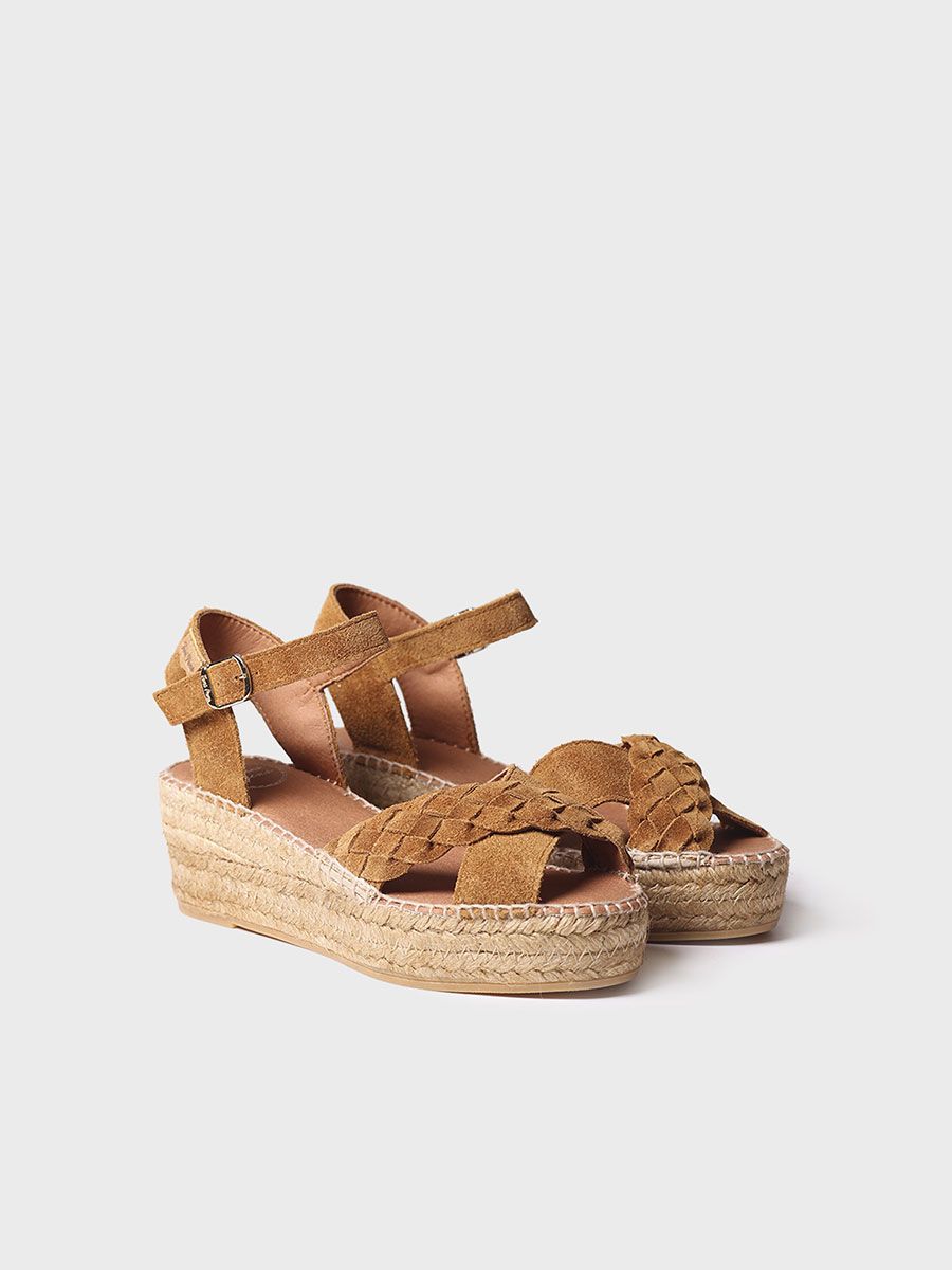 Keil-Espandrille aus Veloursleder - CARLOTA