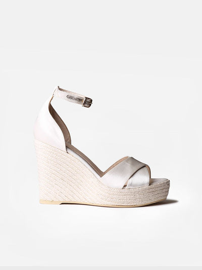 Brautschuh - Hohe Keil-Espandrille aus Satin - JULIET