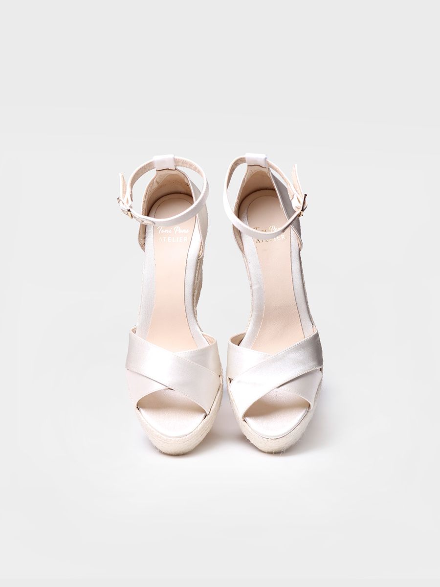 Brautschuh - Hohe Keil-Espandrille aus Satin - JULIET