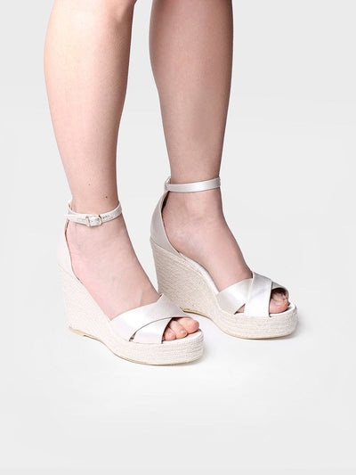 Brautschuh - Hohe Keil-Espandrille aus Satin - JULIET