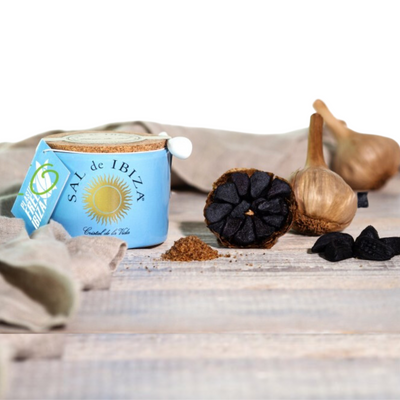 Flor de Sal mit schwarzem Knoblauch Flor de Sal "Mar Blau" BIO 140g