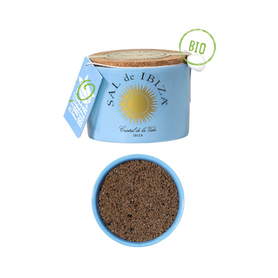 Flor de Sal mit schwarzem Knoblauch Flor de Sal "Mar Blau" BIO 140g