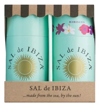 Salzstreuer Zweierpack: Reines Meersalz und Meersalz mit Hibiskus, 125g und 90g