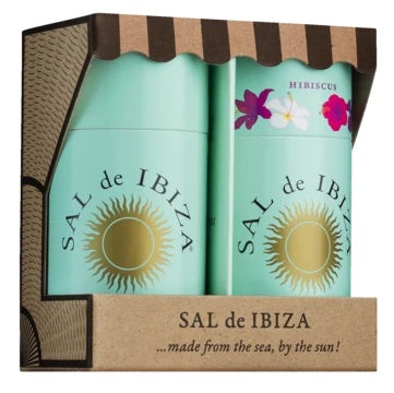 Salzstreuer Zweierpack: Reines Meersalz und Meersalz mit Hibiskus, 125g und 90g