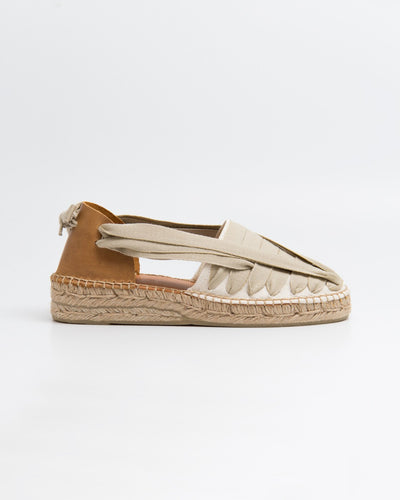 Flache traditionelle Espandrille aus Leder und Stoff - SOC