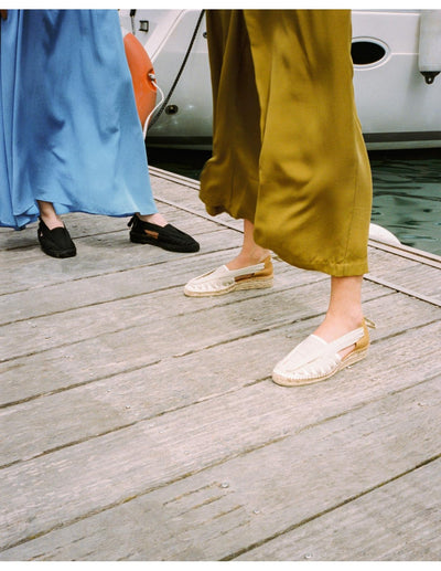Flache traditionelle Espandrille aus Leder und Stoff - SOC