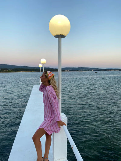 Gehäkeltes dreieckiges Kopftuch - Pink